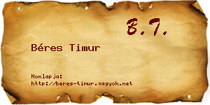 Béres Timur névjegykártya